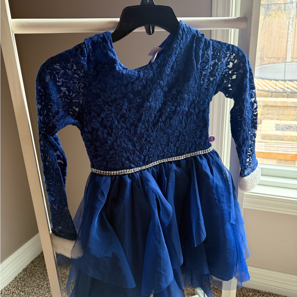 Elegant Blue Lace Kids Costume